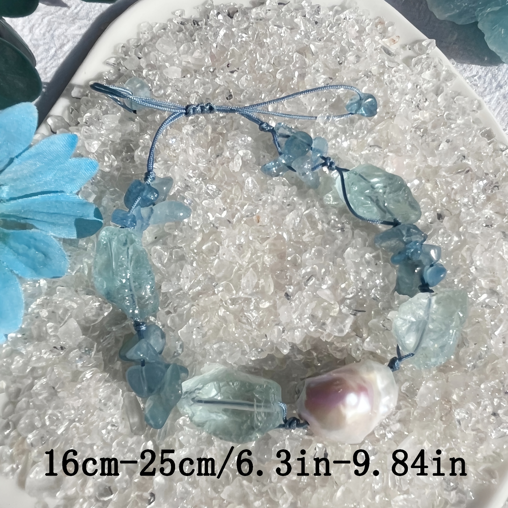 Bohemian Natural Pearl & Blue Crystal Bracelet, Perfect Gift